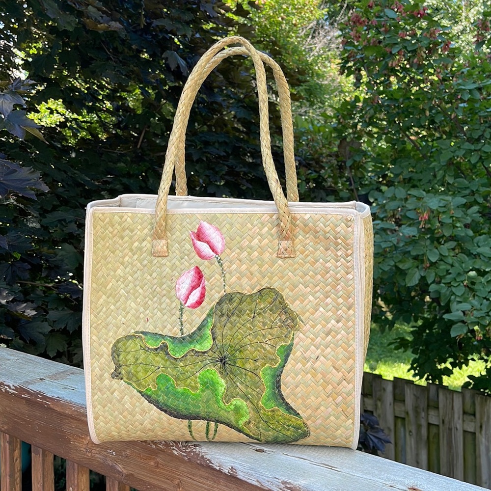 Water Lillies Straw Tote Bag Lillie’s👜🌸